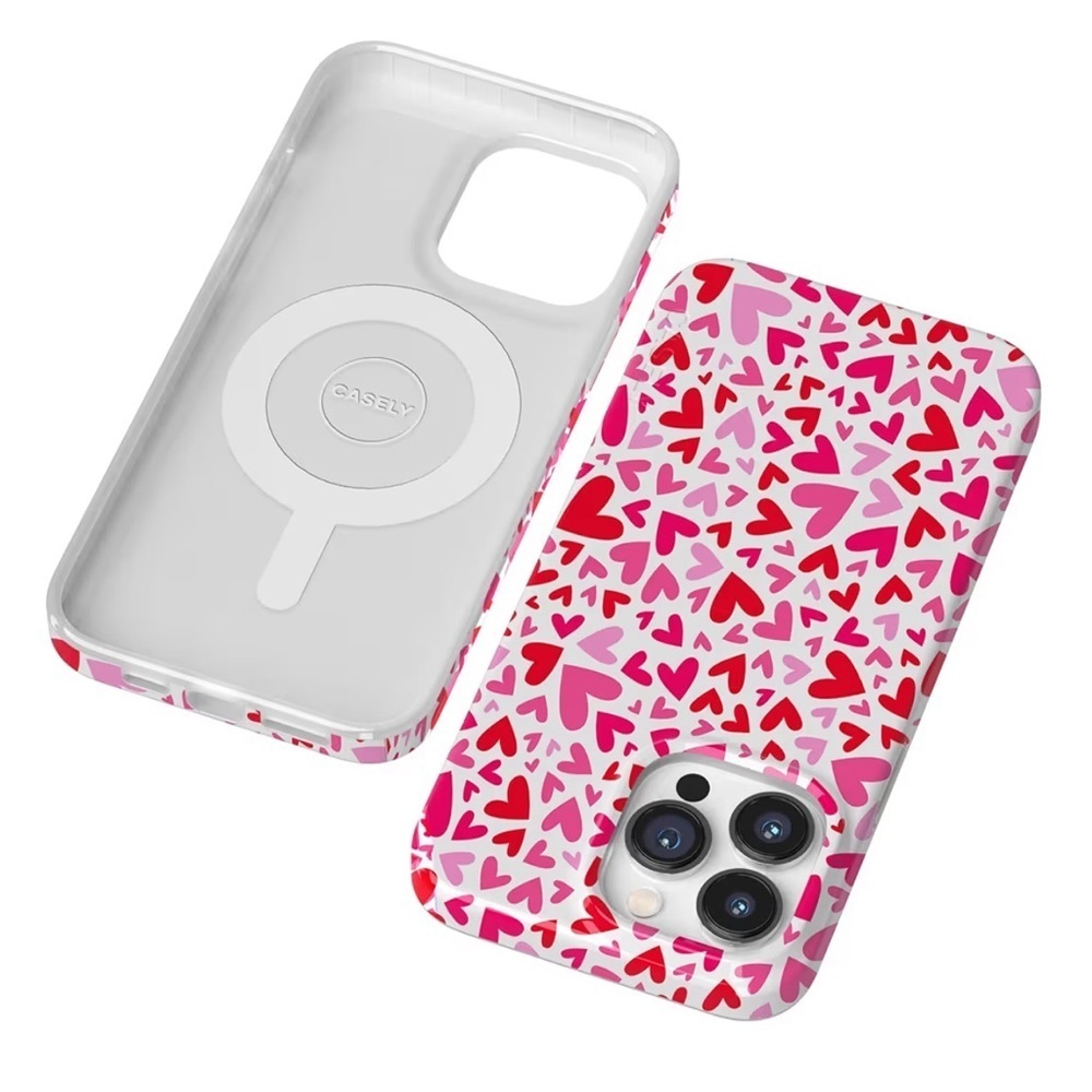 Casely iPhone 14 Pro Max Case Compatible with MagSafe XOXO Pink Candy Hearts - Picture 4 of 11